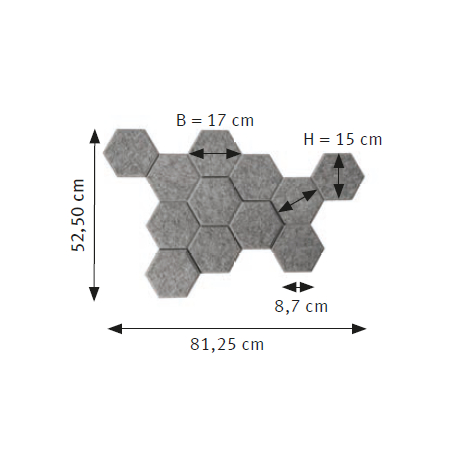 Akustik-Wandelemente Sechseck schwer entflammbar